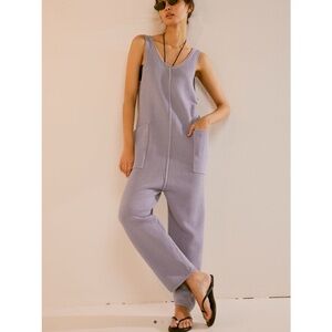 NWT FREE PEOPLE XS Hailee Sweater Jumpsuit Romper Aleutian Lt Blue NEW Fp Beach